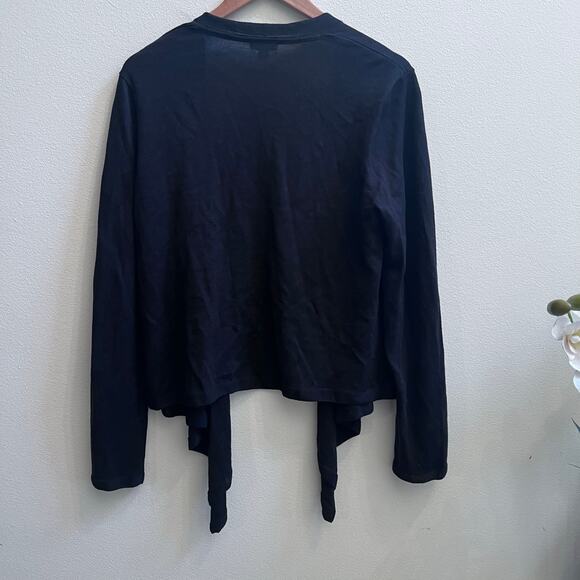 J. Jill Black Linen Blend Lightweight Open Front Cardigan Women's Size M Tall - Picture 2 of 5